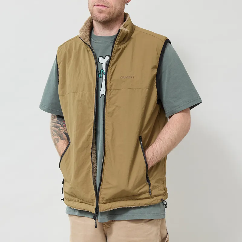 Gramicci Reversible Sherpa Vest Beige Tan-1
