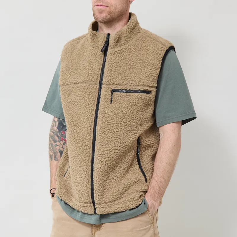Gramicci Reversible Sherpa Vest Beige Tan-2