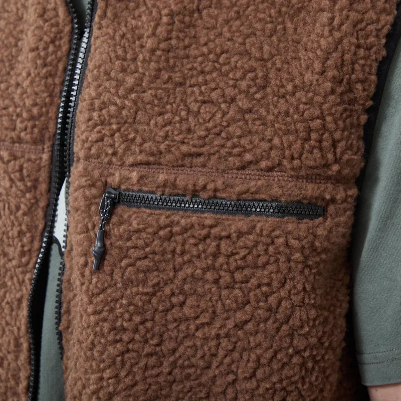 Gramicci Reversible Sherpa Vest Dark Brown Black-8