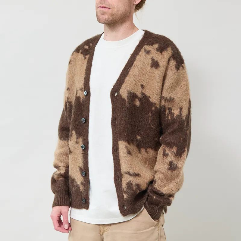 Gramicci Mohair Splatter Cardigan Taupe Splatter-1