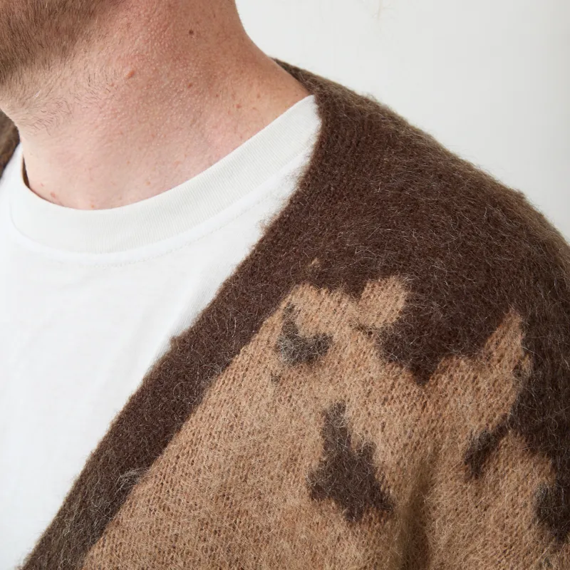 Gramicci Mohair Splatter Cardigan Taupe Splatter-5