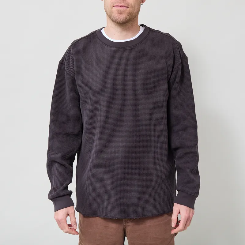 Gramicci Waffle Crew Pullover Fossil Pigment