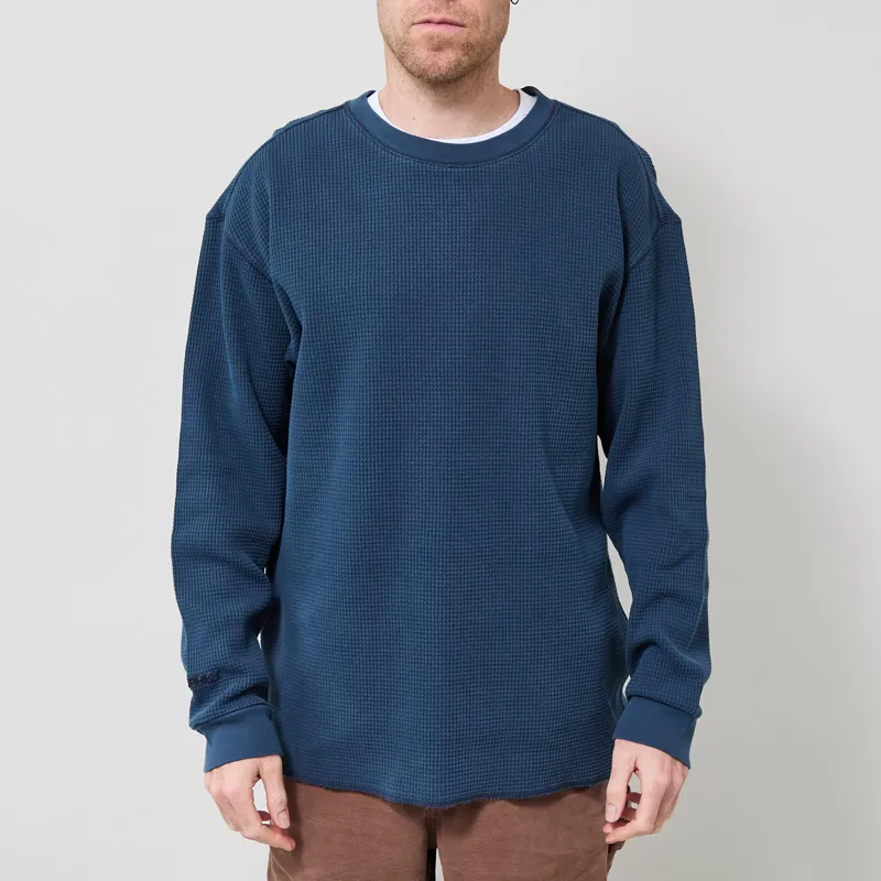 Gramicci Waffle Crew Pullover Dark Navy Pigment