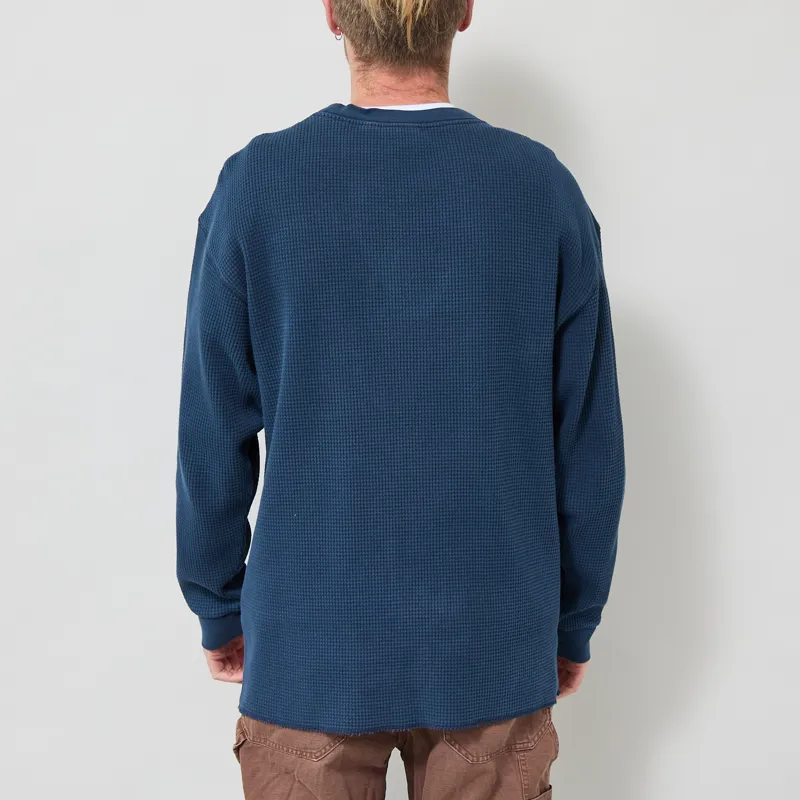 Gramicci Waffle Crew Pullover Dark Navy Pigment-2
