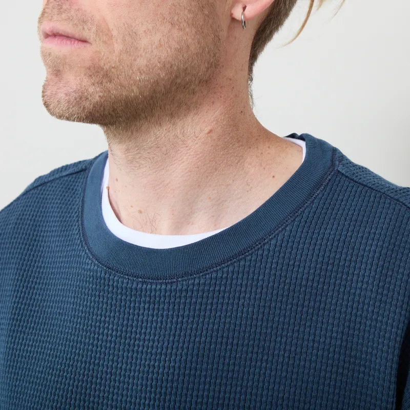 Gramicci Waffle Crew Pullover Dark Navy Pigment-4