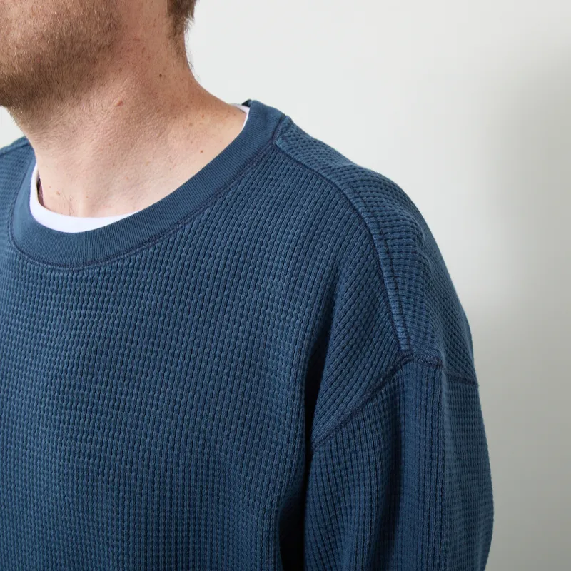 Gramicci Waffle Crew Pullover Dark Navy Pigment-6
