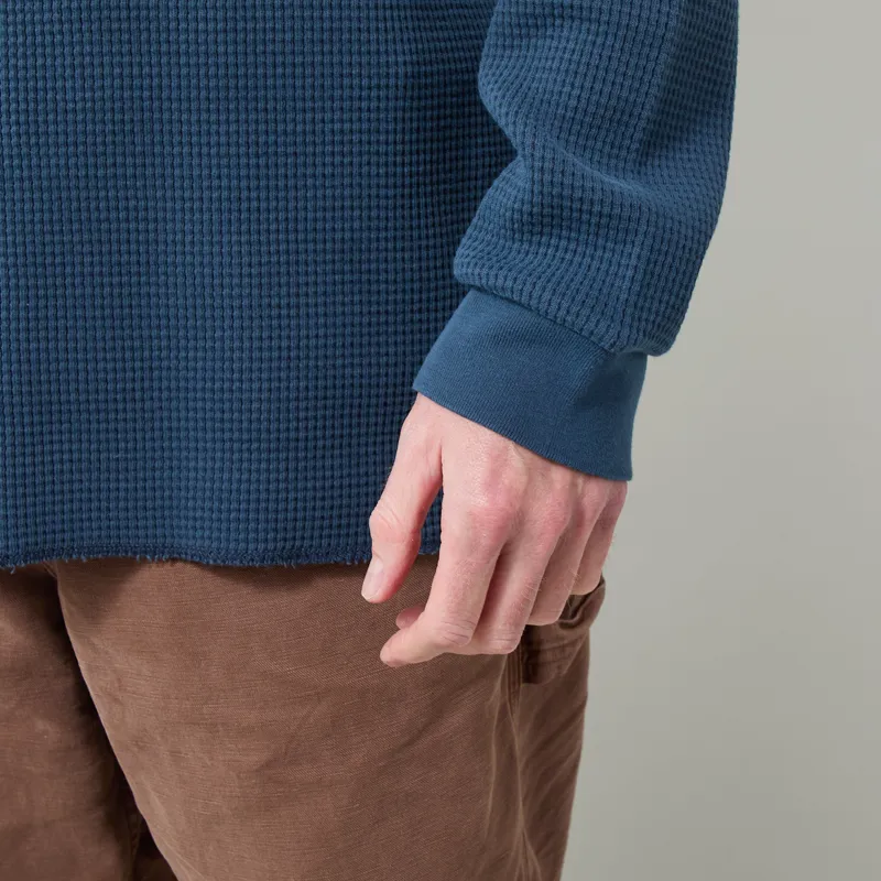 Gramicci Waffle Crew Pullover Dark Navy Pigment-7