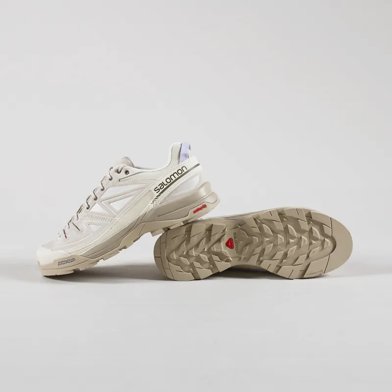 Salomon X-ALP Leather Shoes Almond Milk White Olive-3