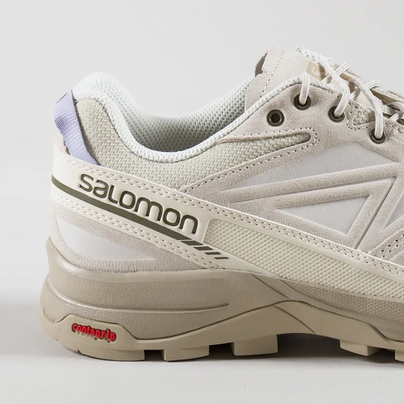 Salomon X-ALP Leather Shoes Almond Milk White Olive-4