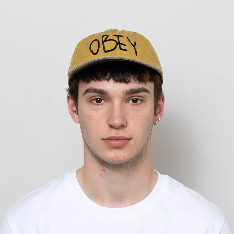 Obey Jot Six Panel Velcro Back Cap Pigment Mustard-1