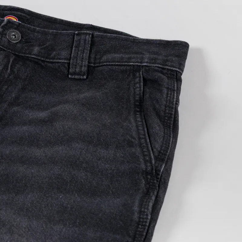 Dickies Madison Baggy Tapered Jeans Black Wash Faded-10