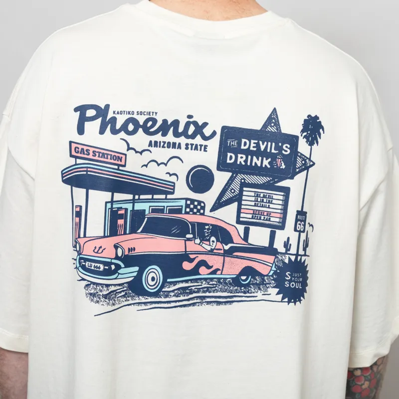 Kaotiko Gas Station T Shirt Ivory-5