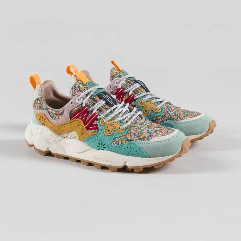 Flower Mountain Womens Yamano 3 Shoes Light Green Caraibi Zucca Suede Nylon Flower