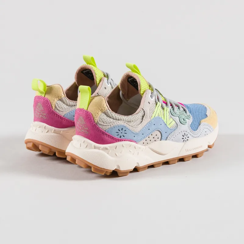Flower Mountain Womens Yamano 3 Shoes Yellow White Azure Suede Mesh-1