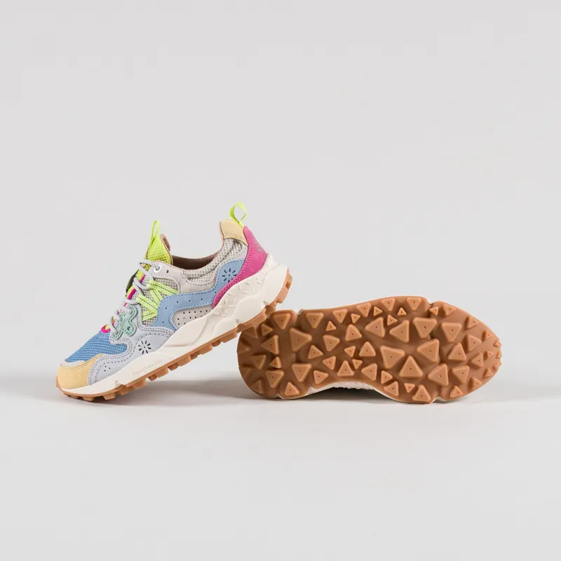 Flower Mountain Womens Yamano 3 Shoes Yellow White Azure Suede Mesh-3