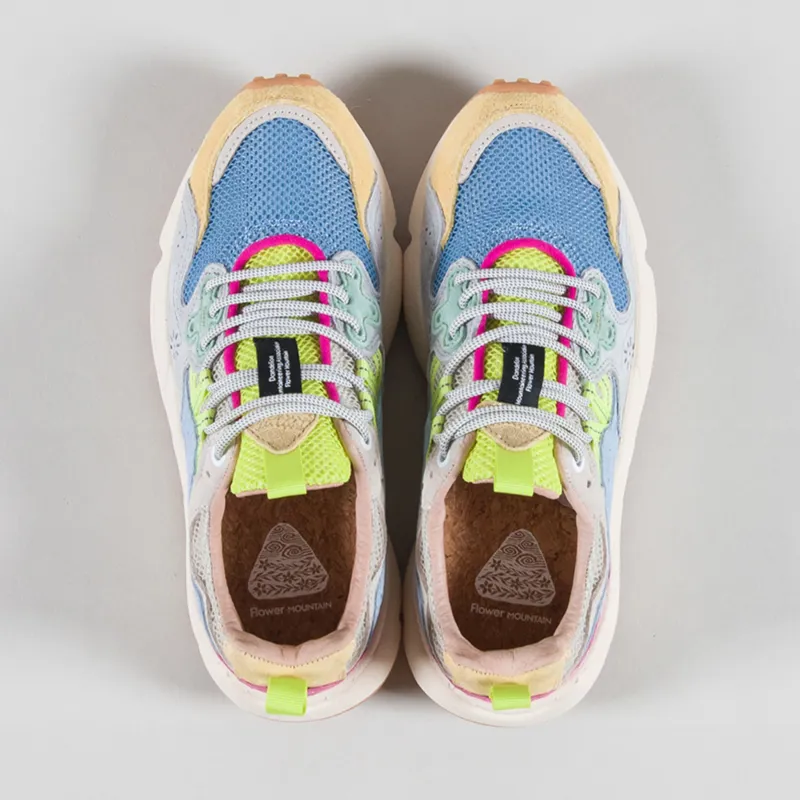 Flower Mountain Womens Yamano 3 Shoes Yellow White Azure Suede Mesh-6