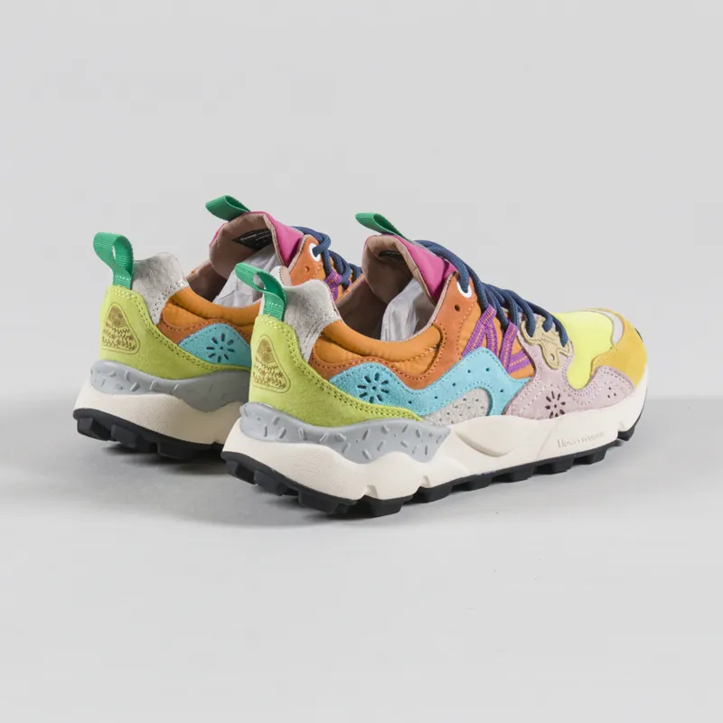 Flower Mountain Womens Yamano 3 Shoes Yellow Light Lime Pink Suede Nylon-1