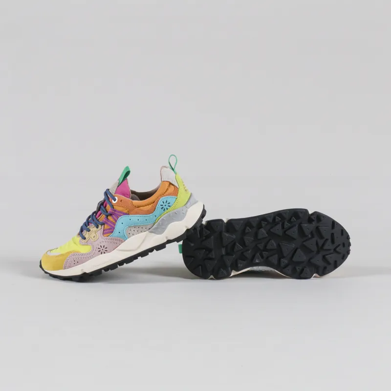 Flower Mountain Womens Yamano 3 Shoes Yellow Light Lime Pink Suede Nylon-3