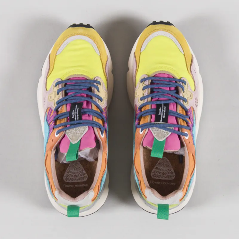 Flower Mountain Womens Yamano 3 Shoes Yellow Light Lime Pink Suede Nylon-4