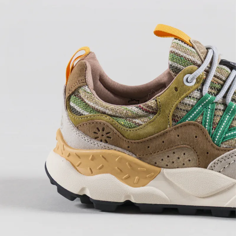 Flower Mountain Yamano 3 Shoes Military Brown Cream Suede Cotton Stripe-4