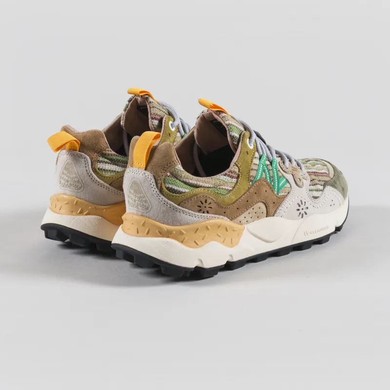 Flower Mountain Yamano 3 Shoes Military Brown Cream Suede Cotton Stripe-1