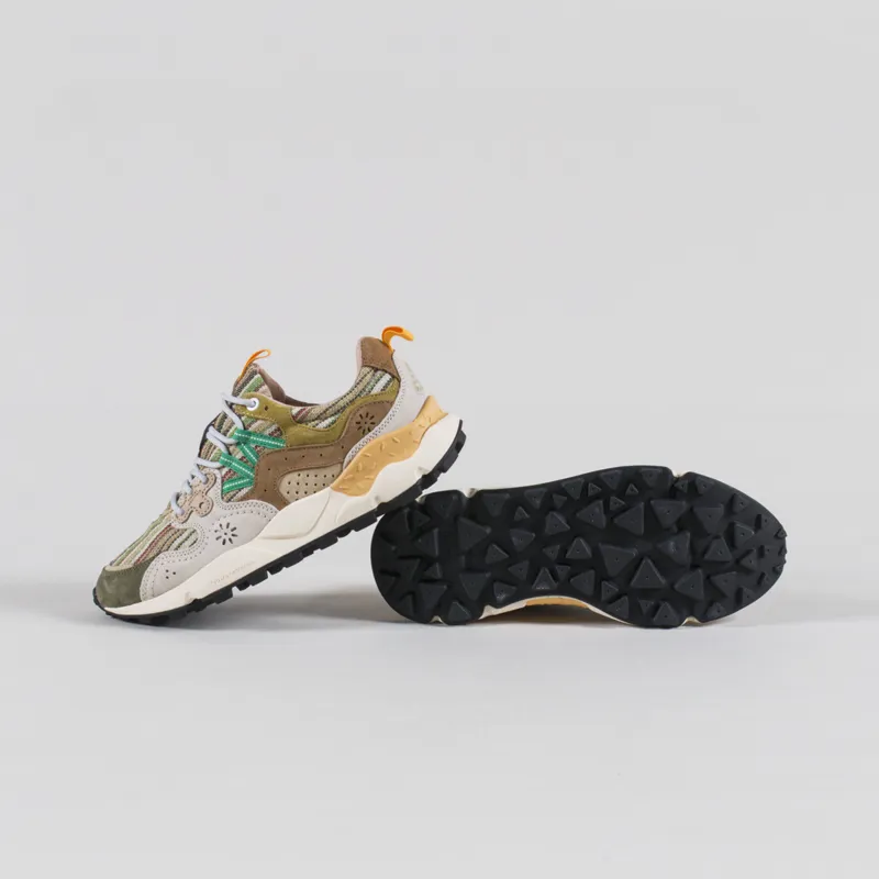 Flower Mountain Yamano 3 Shoes Military Brown Cream Suede Cotton Stripe-3