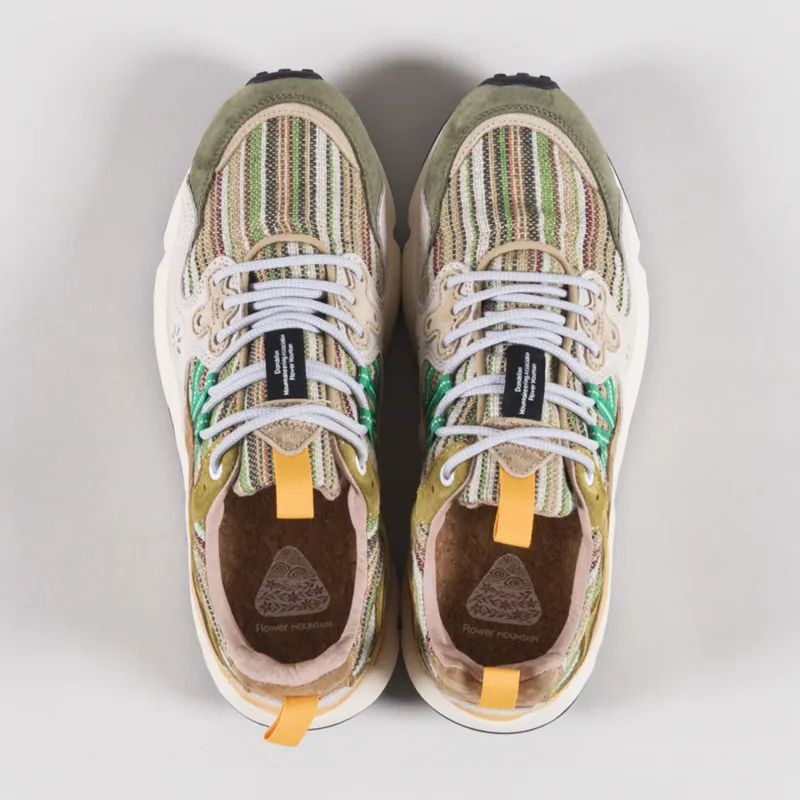 Flower Mountain Yamano 3 Shoes Military Brown Cream Suede Cotton Stripe-6