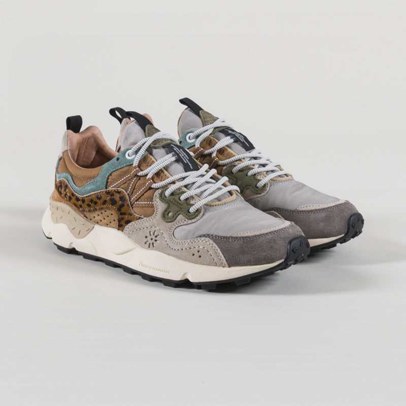 Flower Mountain Yamano 3 Shoe Taupe Beige Copper Suede Pony Hair Nylon