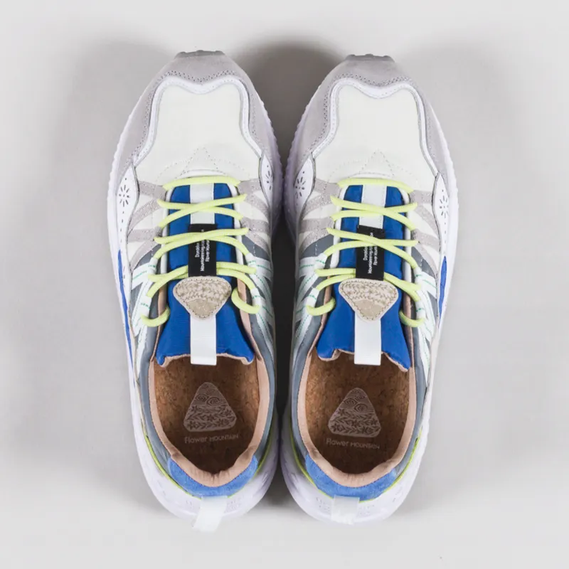 Flower Mountain Washi Shoes Grey White Azure Suede Nylon-6