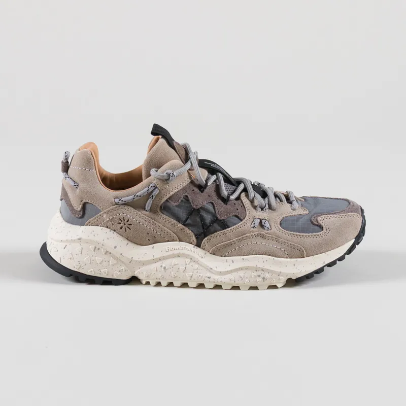 Flower Mountain Yamabushi Shoes Beige Grey Cow Suede-2