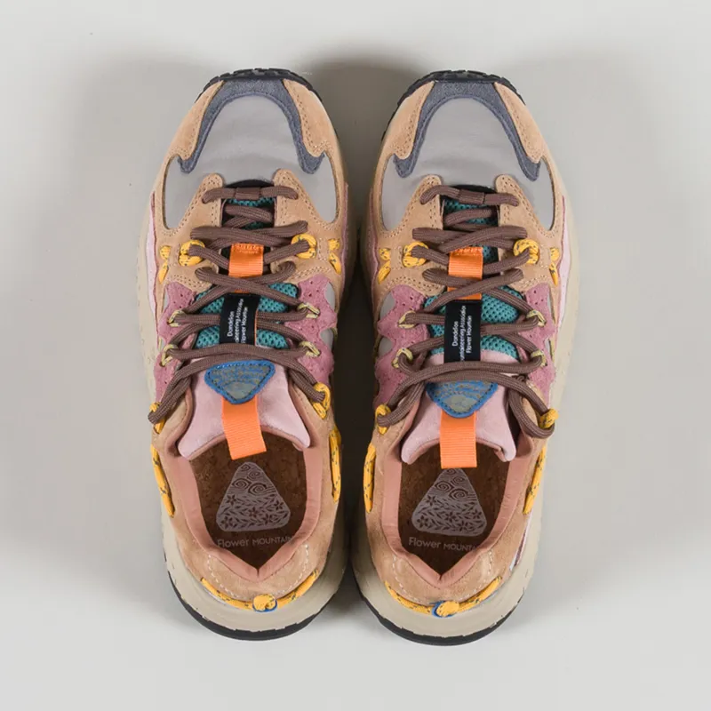 Flower Mountain Womens Yamabushi Shoes Cognac Taupe Pink Sude Nylon-6