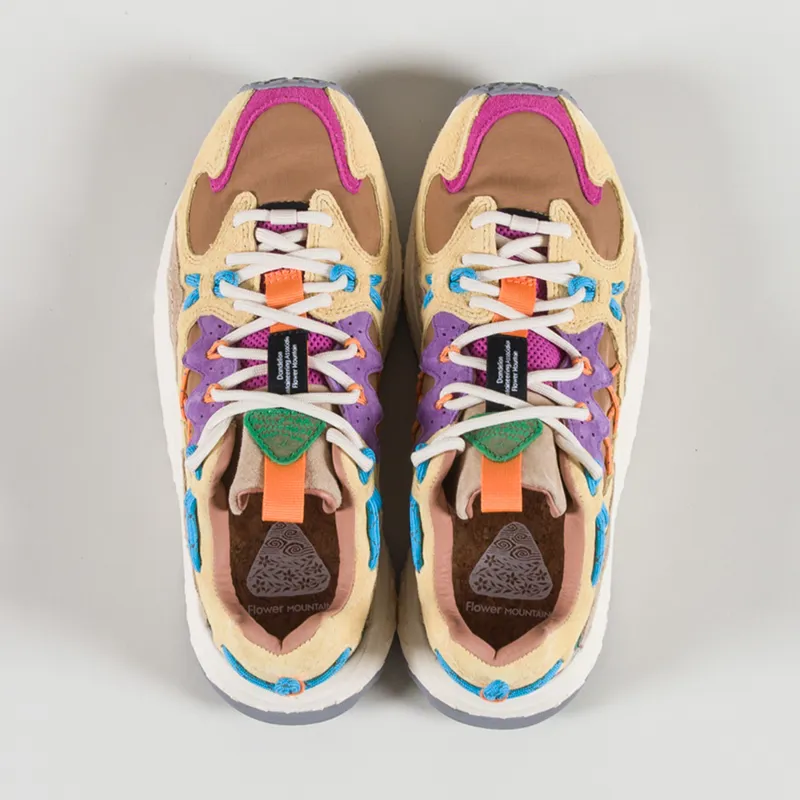 Flower Mountain Womens Yamabushi Shoes Zucca Brown Violet Suede Nylon-6