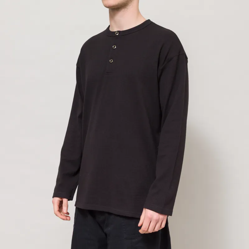 Frizmworks 10s Solid Henley Neck T Shirt Black-1