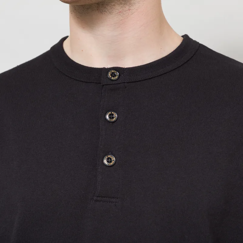 Frizmworks 10s Solid Henley Neck T Shirt Black-3
