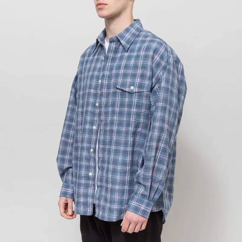 Frizmworks Uneven Check Shirt Blue-1