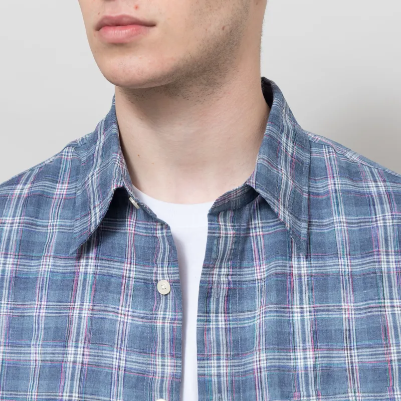 Frizmworks Uneven Check Shirt Blue-3