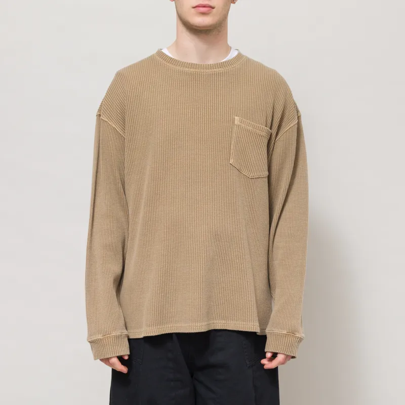 Frizmworks Pigment Dyeing Waffle Long Sleeve T Shirt Tan