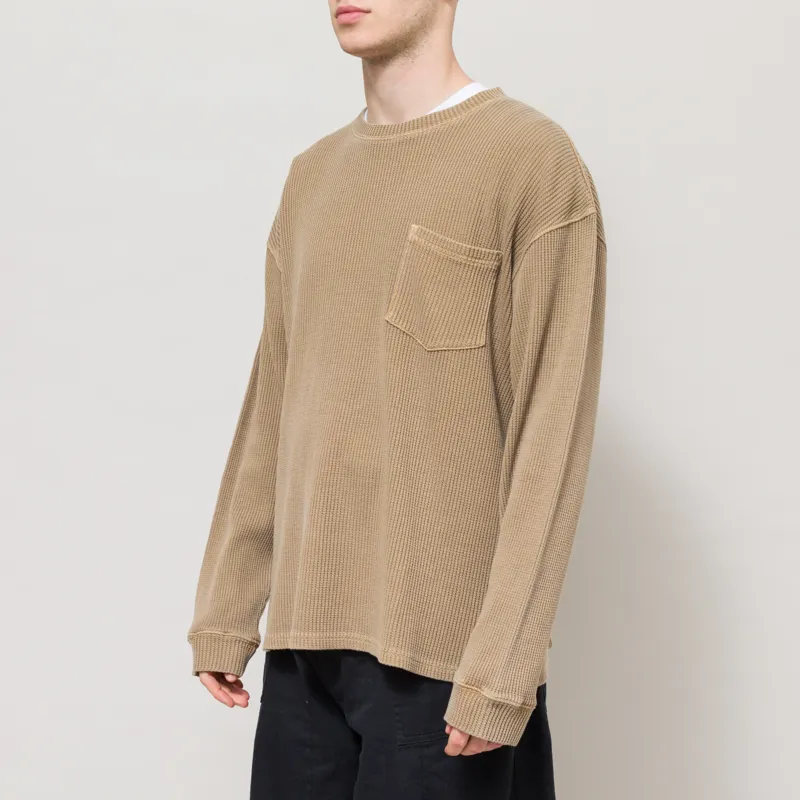 Frizmworks Pigment Dyeing Waffle Long Sleeve T Shirt Tan-1