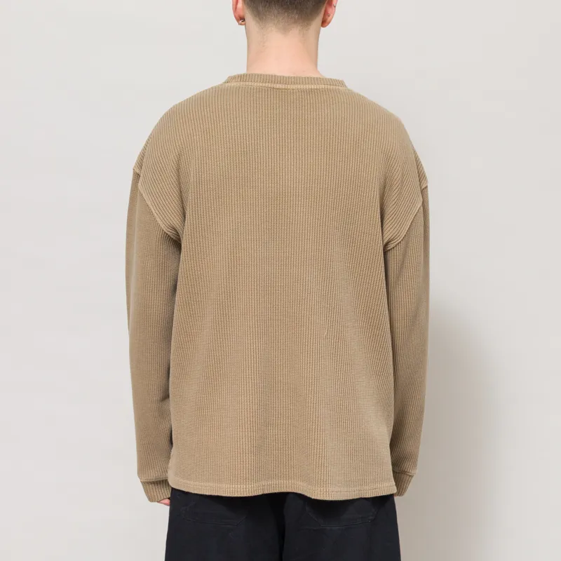 Frizmworks Pigment Dyeing Waffle Long Sleeve T Shirt Tan-2