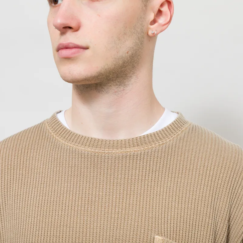 Frizmworks Pigment Dyeing Waffle Long Sleeve T Shirt Tan-3