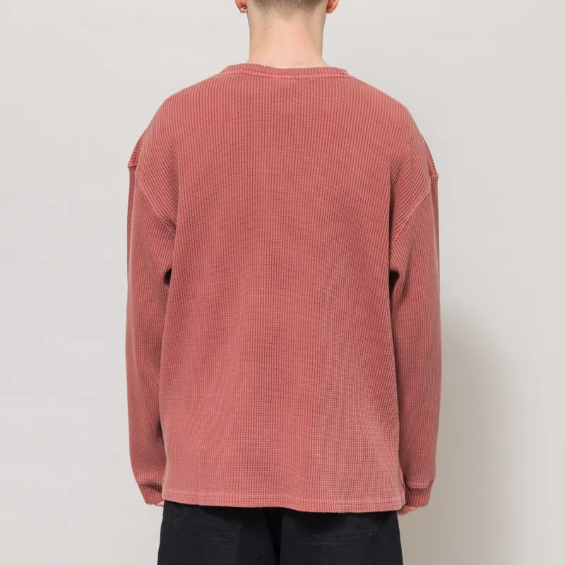 Frizmworks Pigment Dyeing Waffle Long Sleeve T Shirt Pink-2
