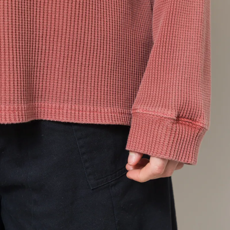 Frizmworks Pigment Dyeing Waffle Long Sleeve T Shirt Pink-5