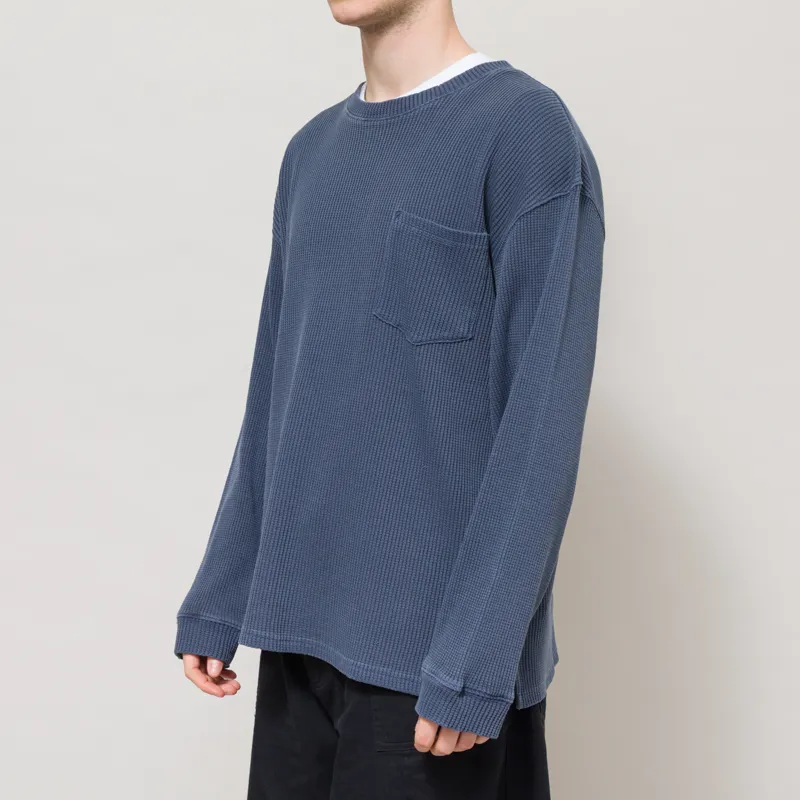 Frizmworks Pigment Dyeing Waffle Long Sleeve T Shirt Blue-1