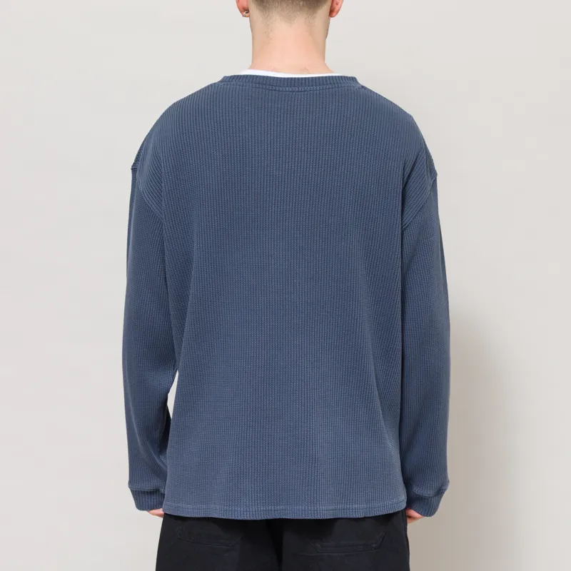 Frizmworks Pigment Dyeing Waffle Long Sleeve T Shirt Blue-2