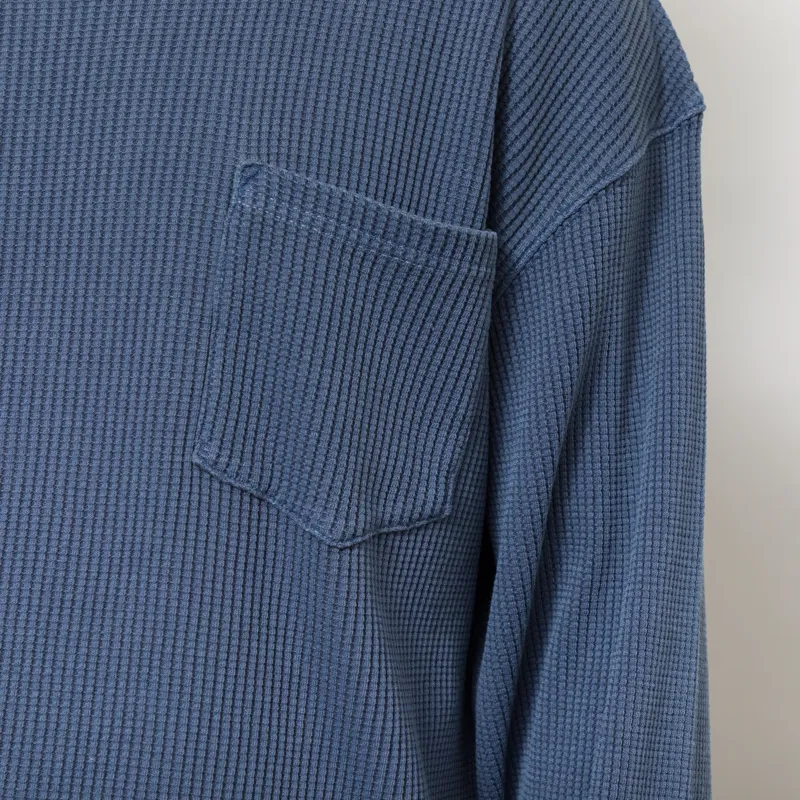 Frizmworks Pigment Dyeing Waffle Long Sleeve T Shirt Blue-4