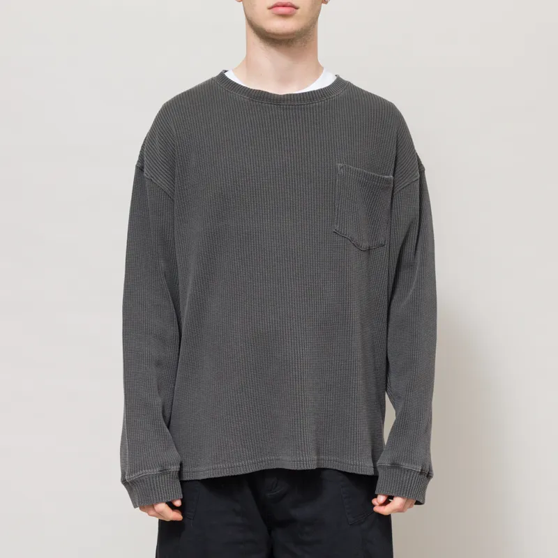 Frizmworks Pigment Dyeing Waffle Long Sleeve T Shirt Charcoal