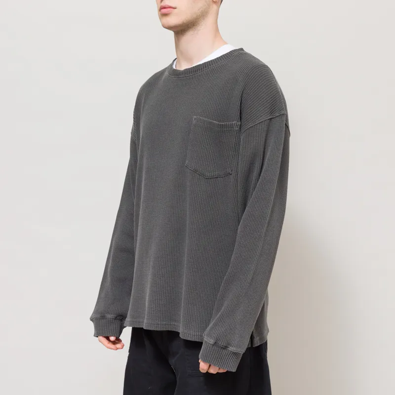 Frizmworks Pigment Dyeing Waffle Long Sleeve T Shirt Charcoal-1