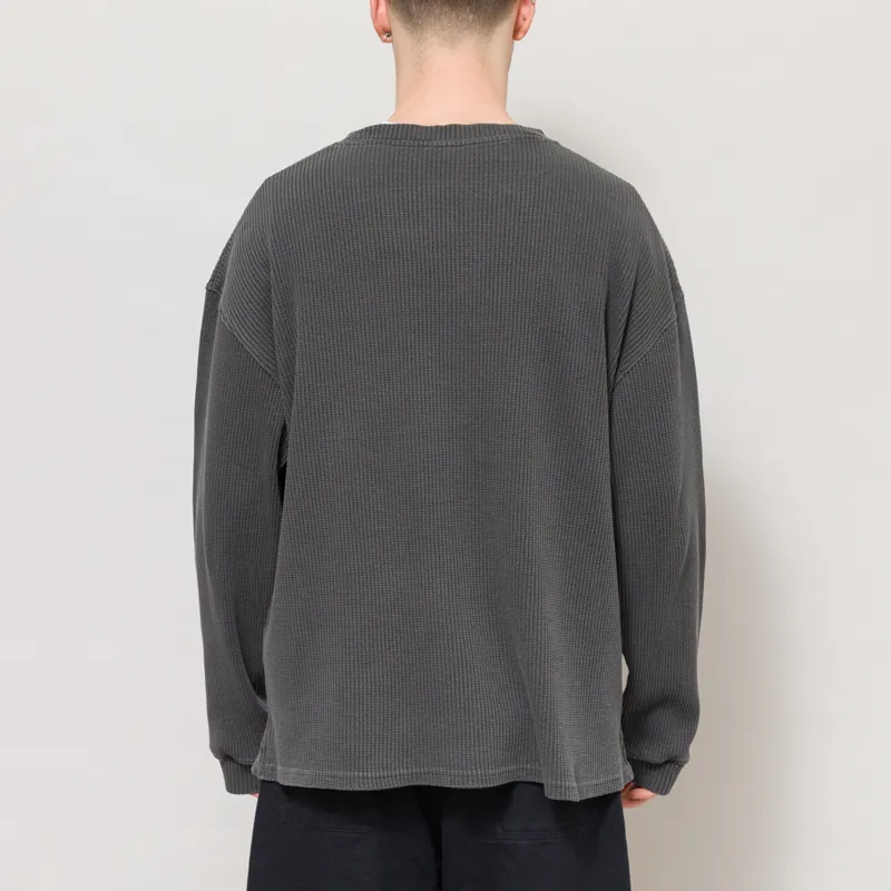 Frizmworks Pigment Dyeing Waffle Long Sleeve T Shirt Charcoal-2