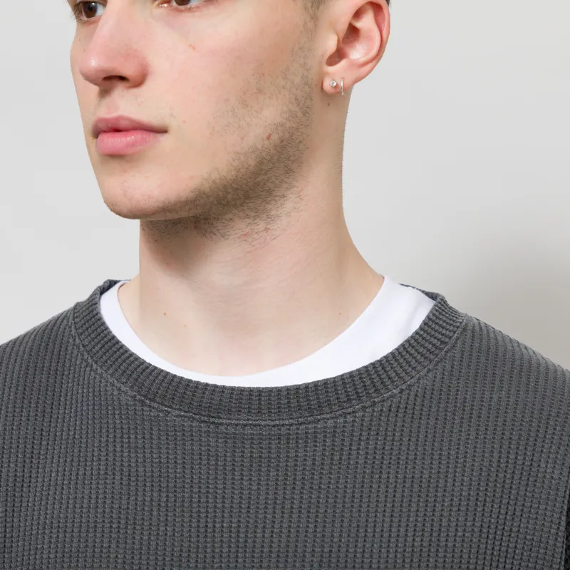 Frizmworks Pigment Dyeing Waffle Long Sleeve T Shirt Charcoal-3