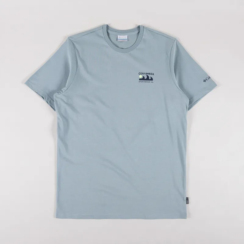 Columbia Explorers Canyon T Shirt Crushed Blue Peaks And Waves-1